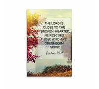 Psalm 34:18 Christian Scripture Canvas Poster for Bedroom Decor(Unframed,12x18inch(30x45cm))