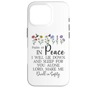 Psalm 4:8 I Will Lie Down and Sleep in Peace God Bible Verse Custodia per iPhone 16 Pro