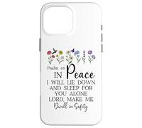 Psalm 4:8 I Will Lie Down and Sleep in Peace God Bible Verse Custodia per iPhone 16 Pro Max