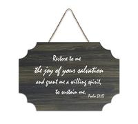 Psalm 51:12 Restore to Me The Joy of Your Salvation And Grant Me A Willing Spirit, targa stampata da parete in legno rustico, poster artistico da parete in legno, decorazione per la casa, 15,2 x 25,4