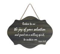 Psalm 51:12 Restore to Me The Joy of Your Salvation And Grant Me A Willing Spirit, targa stampata da parete in legno rustico, poster artistico da parete in legno, decorazione per la casa, 15,2 x 25,4