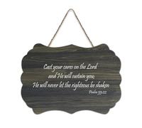 Psalm 55:22 Cast Your Cares on The Lord And He Will Sustain You He Will Never Let The Righteous Be Hanging Placca da parete in legno rustico da parete cartelli artistici in legno poster decorazione