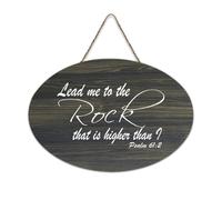 Psalm 61:2 Lead Me to The Rock That Is Higher Than I, cartello rustico in legno decorativo da appendere, decorazione da parete per soggiorno, camera da letto, porta, finestra, casa, regali di
