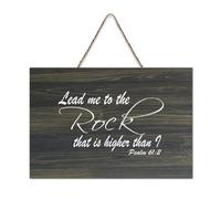 Psalm 61:2 Lead Me to The Rock That Is Higher Than I, cartello rustico in legno decorativo da appendere, decorazione da parete per soggiorno, camera da letto, porta, finestra, casa, regali di