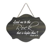 Psalm 61:2 Lead Me to The Rock That Is Higher Than I Hanging Placca da parete in legno rustico cartello artistico da parete in legno cartelli citazioni detti poster moderno ufficio nuova decorazione