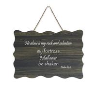 Psalm 62:2 He Alone Is My Rock And Salvation My Fortress I Shall Never Be Shaken Cartello di benvenuto in legno rustico per portico anteriore porta decorazione da parete fattoria cartello in legno per
