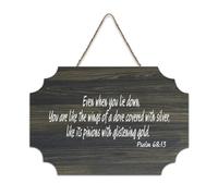 Psalm 68:13 Even When You Lie Down You Are Like The Wings of A Dove Covered with Silver Like Its P Cartello di benvenuto in legno rustico per portico anteriore porta decorazione da parete casa