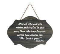 Psalm 70:4 Wall Art May All Who Seek You Rejoice And Be Glad in You May Those Who Long for Your Sa Cartello in legno 15,4 x 25,4 cm, rustico, da appendere, per porta d'ingresso e soggiorno