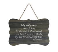 Psalm 84:2 Wall Art My Soul Yearns Even Faints for The Courts of The Lord My Heart And My Flesh Hanging Wall Plesh Targa in legno rustico da parete in legno Poster artigianale decorazione per la casa