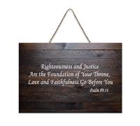 Psalm 89:14 Wall Art, Righteousness And Justice Are The Foundation of Your Throne, Love and Faithful, cartello di benvenuto in legno rustico per portico anteriore porta aula Coffee Club Targa in legno