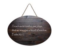 Psalm 90:12 Teach Us to Number Our Days, That We May Gain A Heart Hanging Placca stampata da parete in legno rustico cartello artistico da parete citazioni poster moderno ufficio nuova decorazione