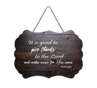 Psalm 92:1 It Is Good to Give Thanks to The Lord And Make Music for His Name, cartello di benvenuto in legno rustico per portico anteriore, porta, parete, scuola, aula e caffetteria, cartello in legno