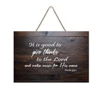 Psalm 92:1 It Is Good to Give Thanks to The Lord And Make Music for His Name, cartello di benvenuto in legno rustico per portico anteriore, porta, parete, scuola, aula e caffetteria, cartello in legno