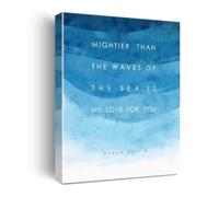 Psalm 93:4 Wall Art Mightier Than the Waves Christian Canvas Print Blue Ocean Inspired Decor for Home Office(Unframed,08x12inch(20x30cm))