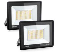 Psatfito G Faretto LED da Esterno da 100w, LED da Cantiere Super Luminose da 10800 Lm, Ip66 Impermeabile, Proiettore per Esterni da 3000K per Magazzino, Garage, Cortile, Confezione da 2