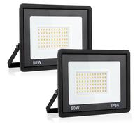 Psatfito G Faretto LED da Esterno da 50w, LED da Cantiere Super Luminose da 5400 Lm, Ip66 Impermeabile, Proiettore per Esterni da 3000K per Magazzino, Garage, Cortile, Confezione da 2