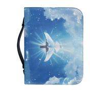Psaytomey Astuccio biblico portatile con uccello bianco e croce, pelle PU, multifunzionale, cancelleria, matite, telefono, borse, accessori per la chiesa per viaggi, ufficio, preghiera, studio biblico