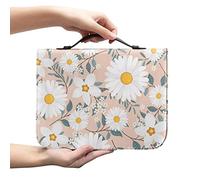 Psaytomey Astuccio portatile con motivo margherita, in pelle PU, multifunzionale, cancelleria, matite, cellulare, borsa portaoggetti, accessori per la chiesa per viaggi, ufficio, preghiera, studio
