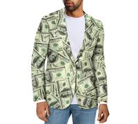 Psaytomey - Blazer da uomo, con bottone singolo, risvolto dentellato, giacca da abito, stile casual, per affari, giacche sportive, slim fit, Blazer di taglia grande, M