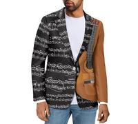 Psaytomey Blazer da uomo oversize giacche blazer con tasche cappotti sportivi da uomo giacca blazer leggera con un bottone, Musica per chitarra, L