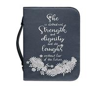 Psaytomey Borsa biblica da donna e donna, borsa biblica portatile con chiusura lampo, multifunzionale, organizer per chiese, accessori biblici, regalo di ringraziamento cristiano, "She is Clothed with