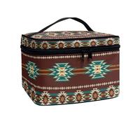 Psaytomey Borsa per trucco da viaggio Borse per pennelli cosmetici Custodia Accessori per articoli da toeletta Borsa organizer per trucco multifunzionale, Aztec Marrone