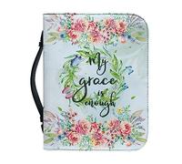 Psaytomey Busta biblica rosa con chiusura lampo per donne donne penne evidenziatore organizer borse cancelleria borse grande capacità chiesa Tote Bgas My Grace is Enough
