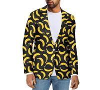 Psaytomey Cappotti e blazer sportivi da uomo con risvolto dentellato a 1 bottone giacca casual taglie forti giacca da lavoro con tasca, Banana, S