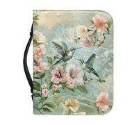 Psaytomey Copertura Bibbia da donna verde colibrì stampa fiore PU pelle zip copertura bibbia per donne uomini Bibbia titolare penne studio diario organizzatore tote chiesa biblioteca borsa