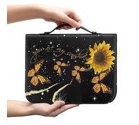 Psaytomey Custodia Bibbia con cerniera girasole per uomo e donna, leggera, porta bibbia, borsa, libro degli assegni, penne, diario, organizer, borsa, chiesa, biblioteca, impermeabile