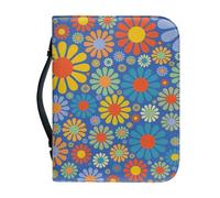 Psaytomey Custodia Bibbia con cerniera per uomo e donna, fiore hippie in pelle PU, borsa per chiesa, borsa per il trasporto della Bibbia, per penne, segnalibri, grande capacità, custodia protettiva