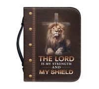 Psaytomey Custodia Bibbia portatile per uomo e donna, croce di leone, in pelle PU, custodia biblica, multifunzionale, cancelleria, borse, accessori per la chiesa per studio biblico