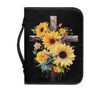 Psaytomey - Custodia per Bibbia con zip, grafica di colibri e girasole, borsa per chiesa, ideale per uomo e donna, porta libri sacri, porta penne, quaderno, segnalibro, porta Bibbia