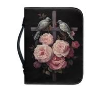 Psaytomey Custodia per bibbia per donne e uomini, borsa tote con stampa di fiori e uccellini con manico e cerniera intorno alla custodia per la bibbia leggera accessori biblici protezione bibbia borsa