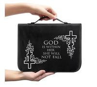 Psaytomey Custodia per il trasporto della Bibbia in pelle con grafica a croce nera con manico superiore, borsa leggera per bibbia accessori biblici borse per cancelleria