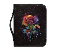 Psaytomey Custodia per la Bibbia per donne e uomini con stampa di rosa rossa borsa tote con manico e cerniera intorno alla custodia per la Bibbia Accessori Bibbia Protettore Bibbia Borsa per le