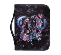 Psaytomey Custodie bibliche portatili da uomo Custodia Bibbia per cavallo fiore musica stampa borse bibliche PU pelle organizzatore custodia multifunzionale matita organizer caso bibbia studio