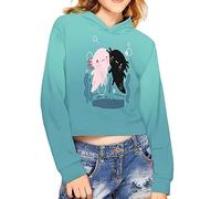 Psaytomey Maglia a maniche lunghe senza pancia, per ragazze, top largo, senza pancia, felpa per bambini, ragazza, maglione casual per ragazze 5-14, Axolotl, 9-10 Jahre