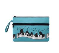 Psaytomey Pochette da donna con cinturino da polso da donna, portafoglio con corda portatile, portamonete e portamonete da donna, Note musicali., M-10.6 x 7in, Tote