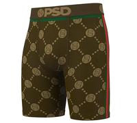 PSD Emblem Lux Brown, boxer da uomo, interno gamba 17,8 cm, traspirante, elasticizzato in 4 direzioni, confezione da uomo, Emblema Lux Marrone, Small