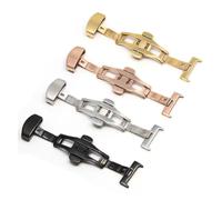 PSDFJAD ZHGUIMING Fibbia deployante a farfalla Chiusura automatica a doppio clic in acciaio inossidabile Cinturino for cinturino 16mm18mm 20mm 22mm Chiusura for cinturino(Gold-22MM)