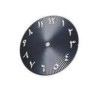 PSDFJAD ZHGUIMING Quadrante da 28,5 mm Fai da Te con Alfabeto Arabo, Superficie Senza Data, quadrante for Orologio Meccanico, Accessori di Ricambio for Movimento NH35/NH36(Silver - Deep Blue)