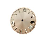 PSDFJAD ZHGUIMING Quadrante for Orologio con Scala Romana da 28,5 mm, quadrante di Ricambio modificato con Vera unghia e Finestra del Calendario Singola for Movimento NH35/NH36/4R(Gold N Gold Nail)