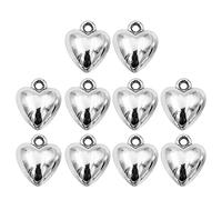 [Psdndeww] 10 pz/lotto Argento/Oro Colore Cuore Perline di Plastica Fai Da Te Ciondolo di Fascino Gioielli Fare Ricerca per Collana Braccialetto FAI DA TE