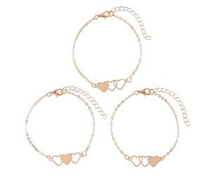 [Psdndeww] 3 braccialetti coordinati a lunga distanza a forma di cuore con carta di promessa relazione braccialetto distanza corrispondente per sorelle, amici, famiglia