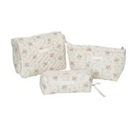 [Psdndeww] 3 PCS Palmare Trucco Bag Stampa Fiore Sacchetto Cosmetico Sacchetto Penna Sacchetto di Lavaggio di Viaggio Sacchetto di Grande Capacità Toiletry Bag Storage Bag, Fiori arancioni retrò, A03