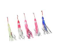 Psdndeww 5 pz Gonne Trolling Esca Pesca Attrezzo Morbida Esca Colorata Luminosa Calamari Gonna Acqua Salata