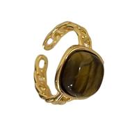 [Psdndeww] Anello di pietra di colore ambra regolabile con pietra naturale apre accessori eleganti per gli amanti della moda