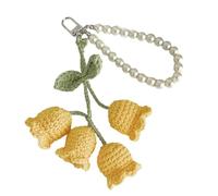 Psdndeww Appariscente Uncinetto Fiore Chiavi Fatto A Mano A Maglia Sacchetto Di Fiori Pendente Perline Charm Gioielli Per Chiavi E Zaini