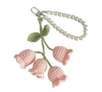 Psdndeww Appariscente Uncinetto Fiore Chiavi Fatto A Mano A Maglia Sacchetto Di Fiori Pendente Perline Charm Gioielli Per Chiavi E Zaini